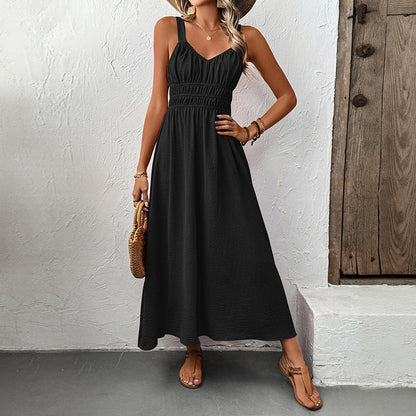 Chic Summer Maxi Dress - Flowy Tank Style Solid
