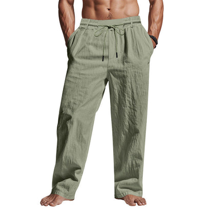 Relaxed Fit Cotton Pants for Men with Elastic Waist