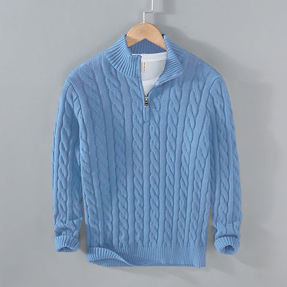 Men's Cable Knit Quarter Zip Sweater