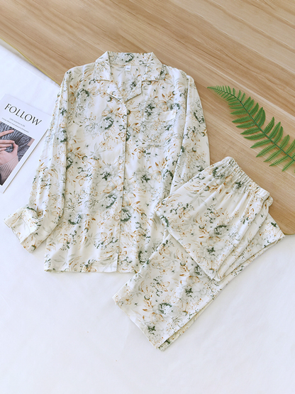 Ladies' Pajama Set - Pretty Floral Print Classic Style
