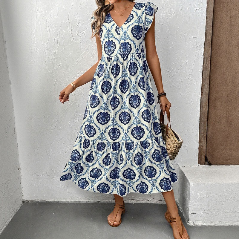 Ladies Floral Midi Dress - Lightweight, Casual Summer
