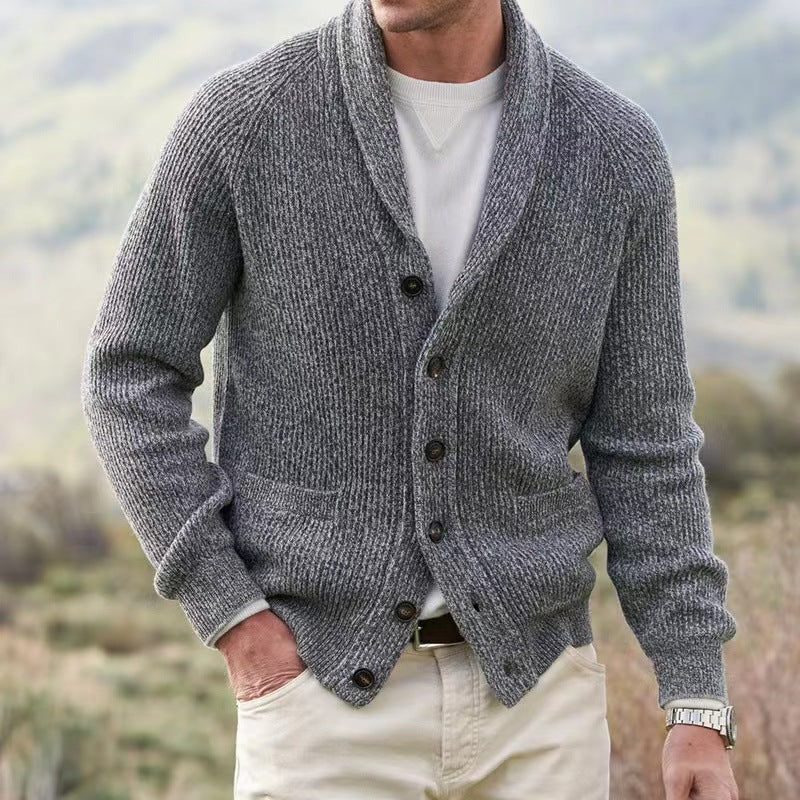 Classic Front Open Cardigan Sweater for Men