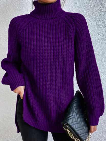 Women's Sweater - Crew Neck Ribbed Knit
