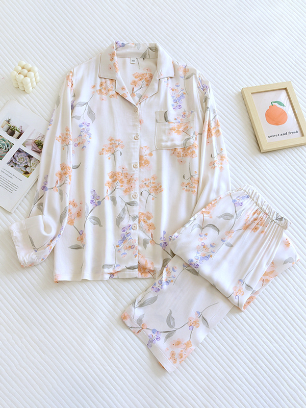 Ladies' Pajama Set - Pretty Floral Print Classic Style