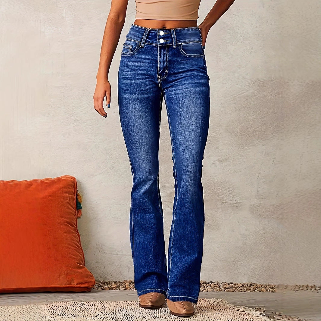 Comfortable High Waist Wide Leg Jeans - Flexible Fit