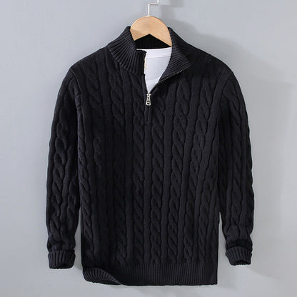 Men's Cable Knit Quarter Zip Sweater - ModishWorld