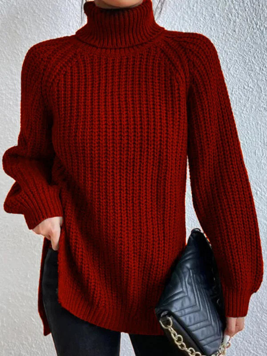 Women's Sweater - Crew Neck Ribbed Knit