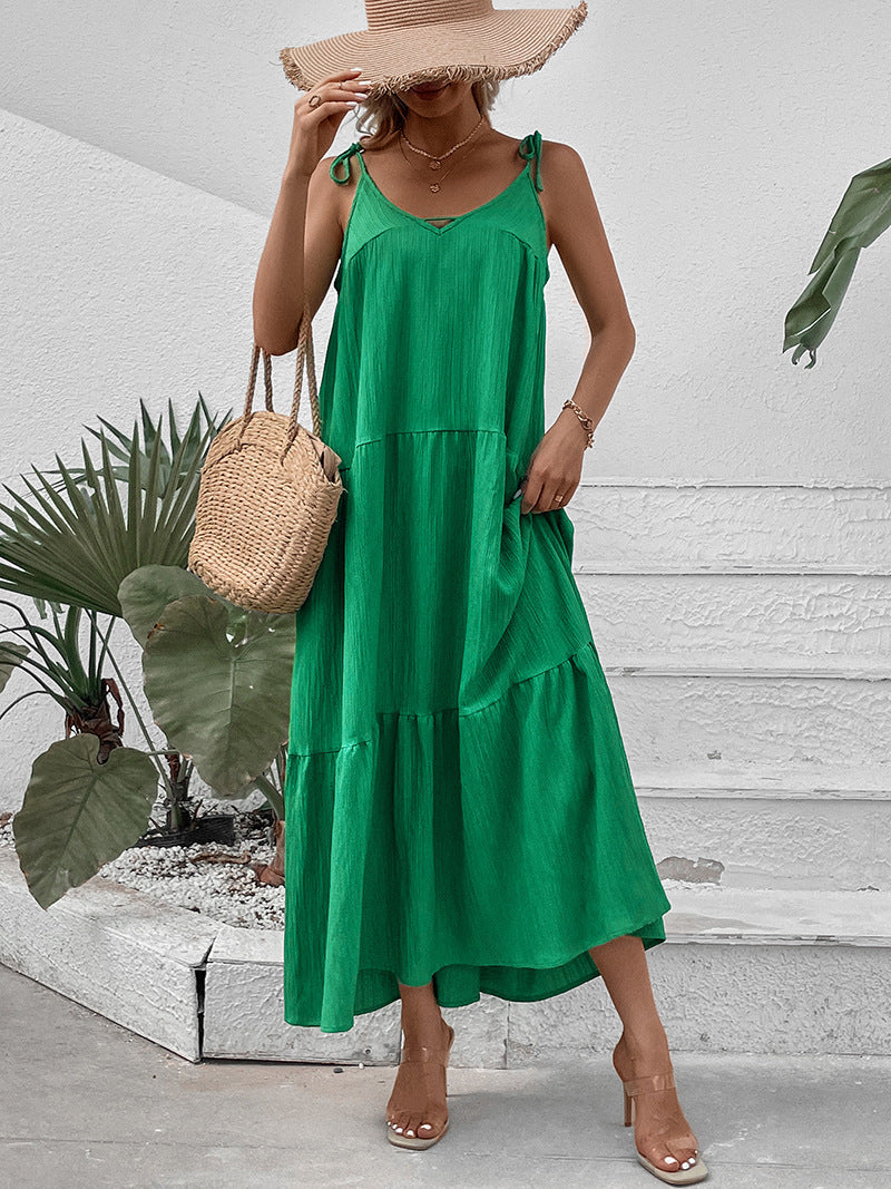 Women's Flowy Maxi Sundress - Adjustable Thin Straps - ModishWorld