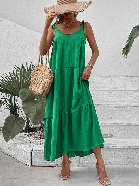 Women's Flowy Maxi Sundress - Adjustable Thin Straps - ModishWorld