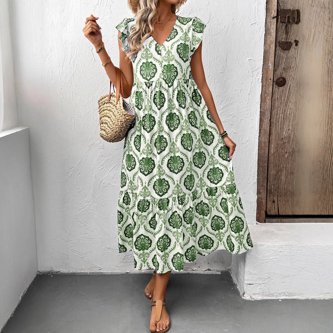 Ladies Floral Midi Dress - Lightweight, Casual Summer