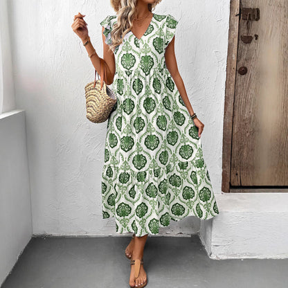 Ladies Floral Midi Dress - Lightweight, Casual Summer