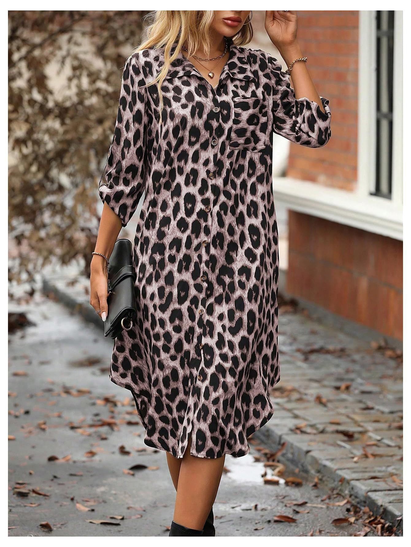 Classic Leopard Print Shirt Dress - Chic Everyday Wear