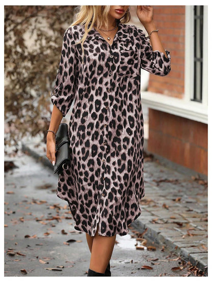 Classic Leopard Print Shirt Dress - Chic Everyday Wear