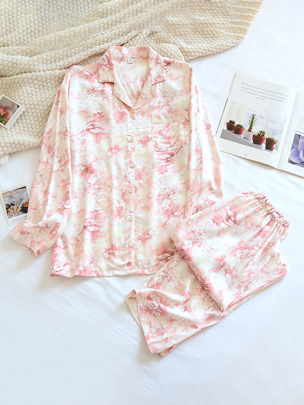 Ladies' Pajama Set - Pretty Floral Print Classic Style