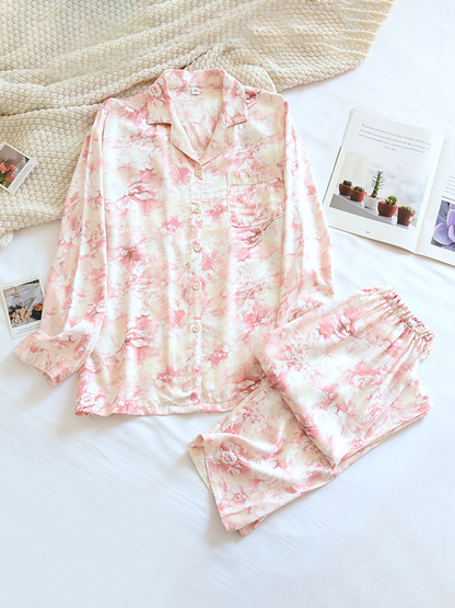 Ladies' Pajama Set - Pretty Floral Print Classic Style