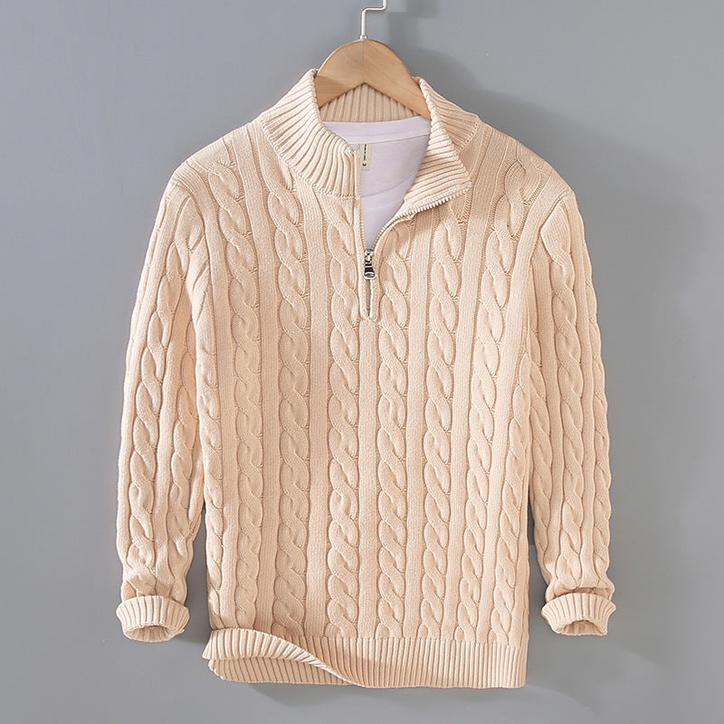 Men's Cable Knit Quarter Zip Sweater
