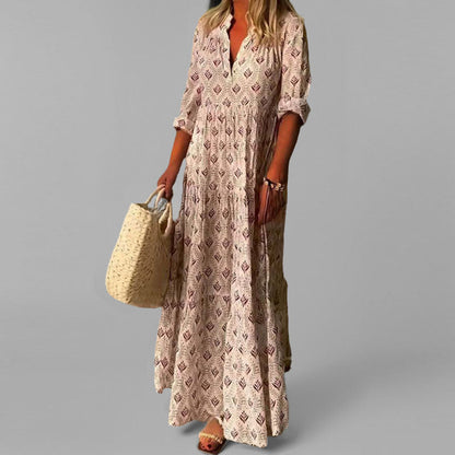 Trendy Floral V-Neck Long Maxi Dress - ModishWorld