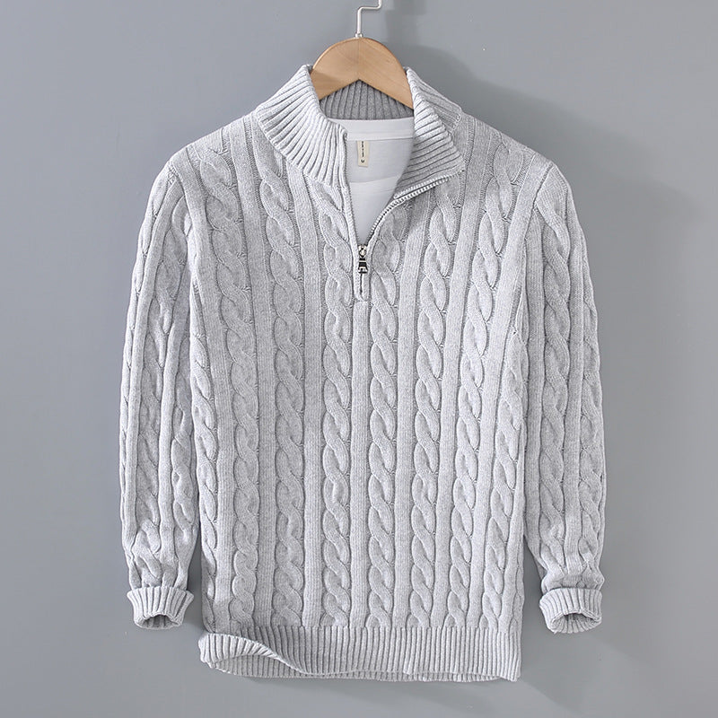 Men's Cable Knit Quarter Zip Sweater