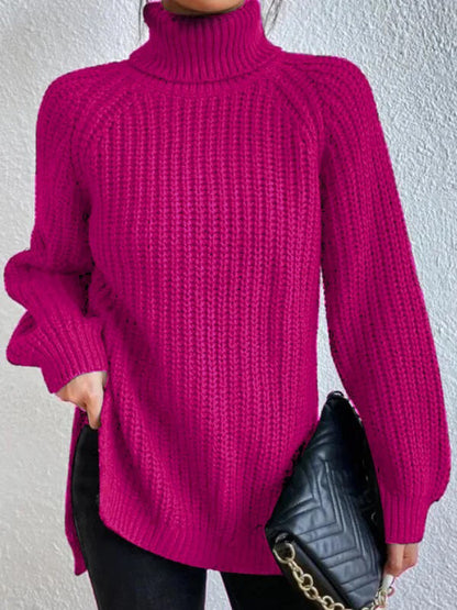 Women's Sweater - Crew Neck Ribbed Knit