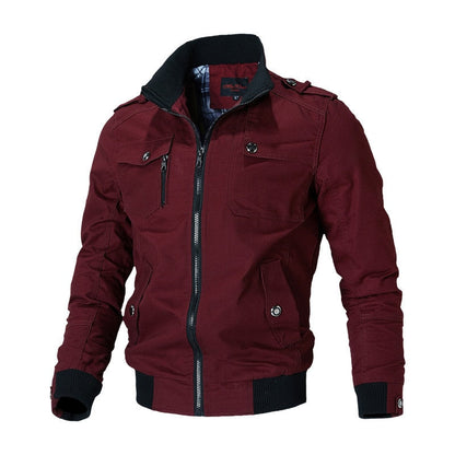 Men's Military Jacket with Collar and Shoulder Pads