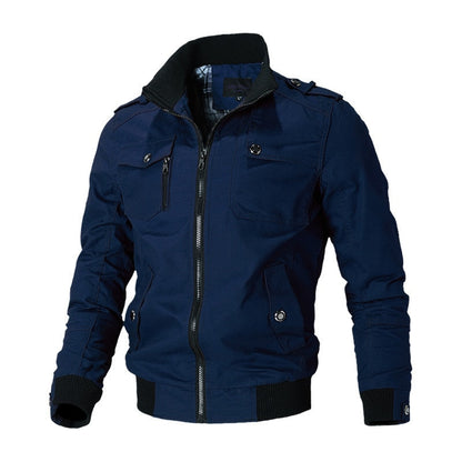 Men's Military Jacket with Collar and Shoulder Pads
