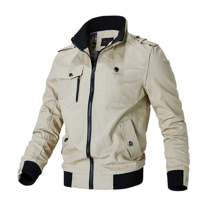 Men's Military Jacket with Collar and Shoulder Pads
