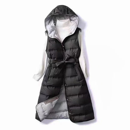 Ladies' Hooded Vest with Adjustable Waist Tie - ModishWorld
