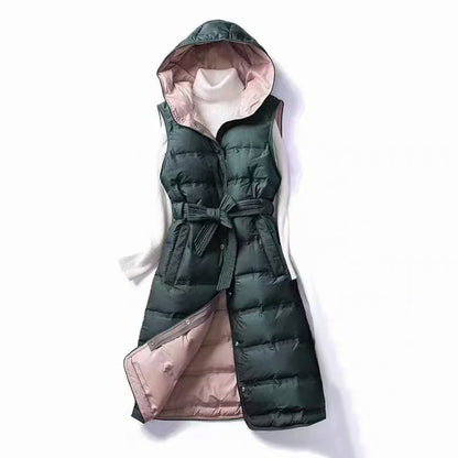 Ladies' Hooded Vest with Adjustable Waist Tie