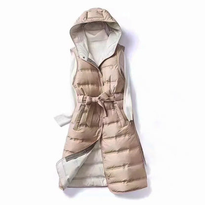 Ladies' Hooded Vest with Adjustable Waist Tie