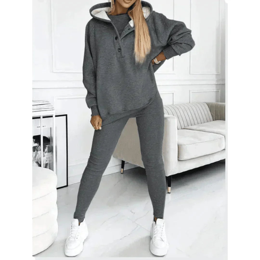 Ladies 3 Piece tracksuit Set Hoodie Top Leggings - ModishWorld