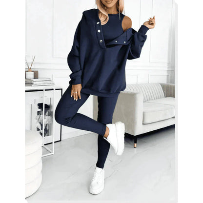 Ladies 3 Piece tracksuit Set Hoodie Top Leggings