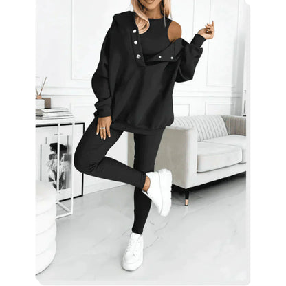 Ladies 3 Piece tracksuit Set Hoodie Top Leggings
