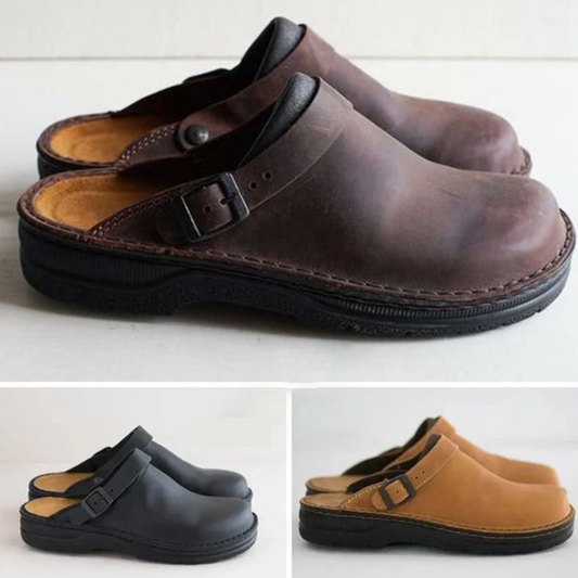Comfortable Leather Mule Shoes - ModishWorld