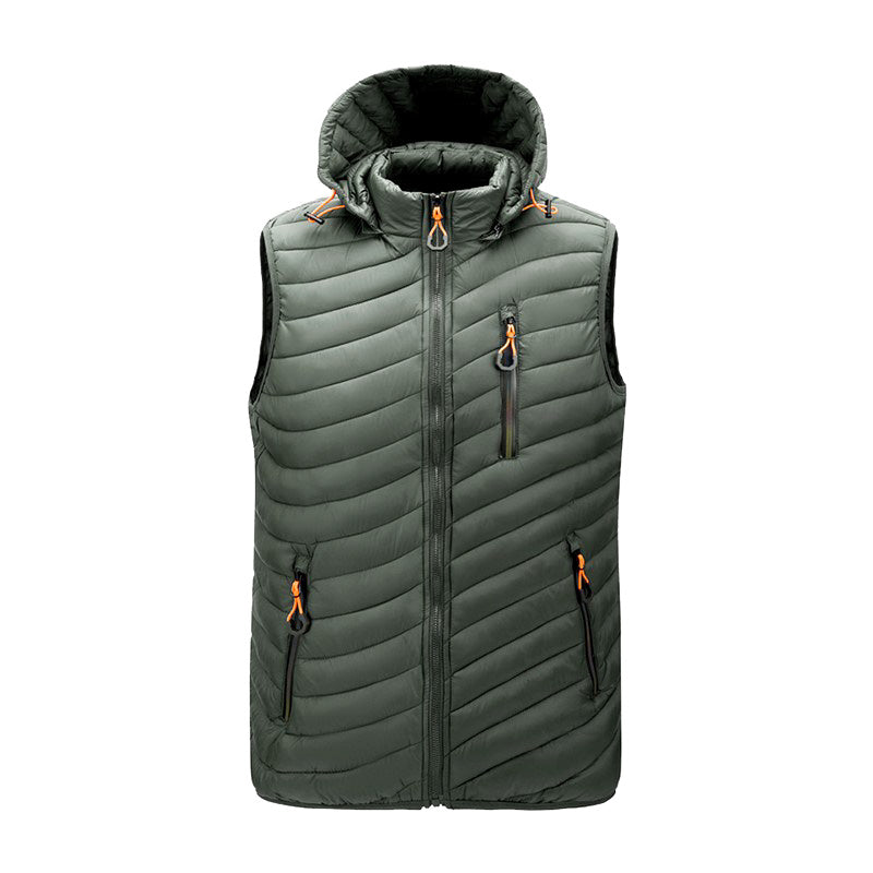 Men's Hooded Vest with Zip Pockets