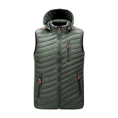 Men's Hooded Vest with Zip Pockets