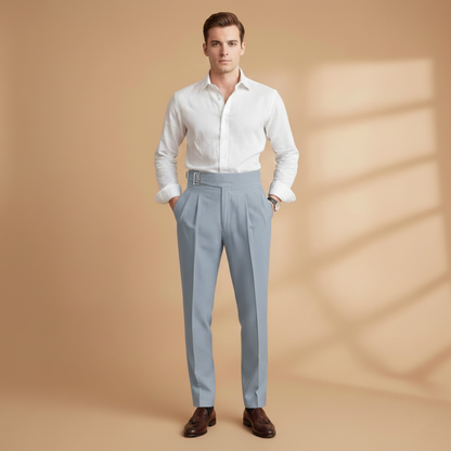 Comfortable High Waist Mens Pants with Adjustable Belt