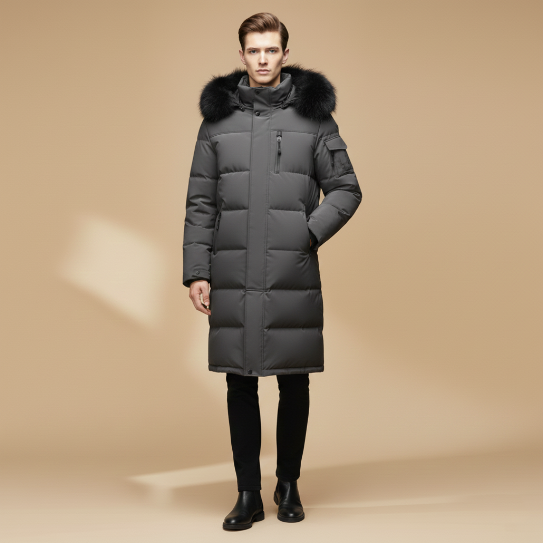 Warm Waterproof Quilted Parka Coat for Men
