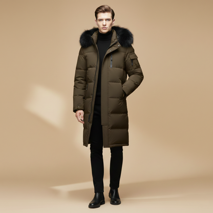 Warm Waterproof Quilted Parka Coat for Men
