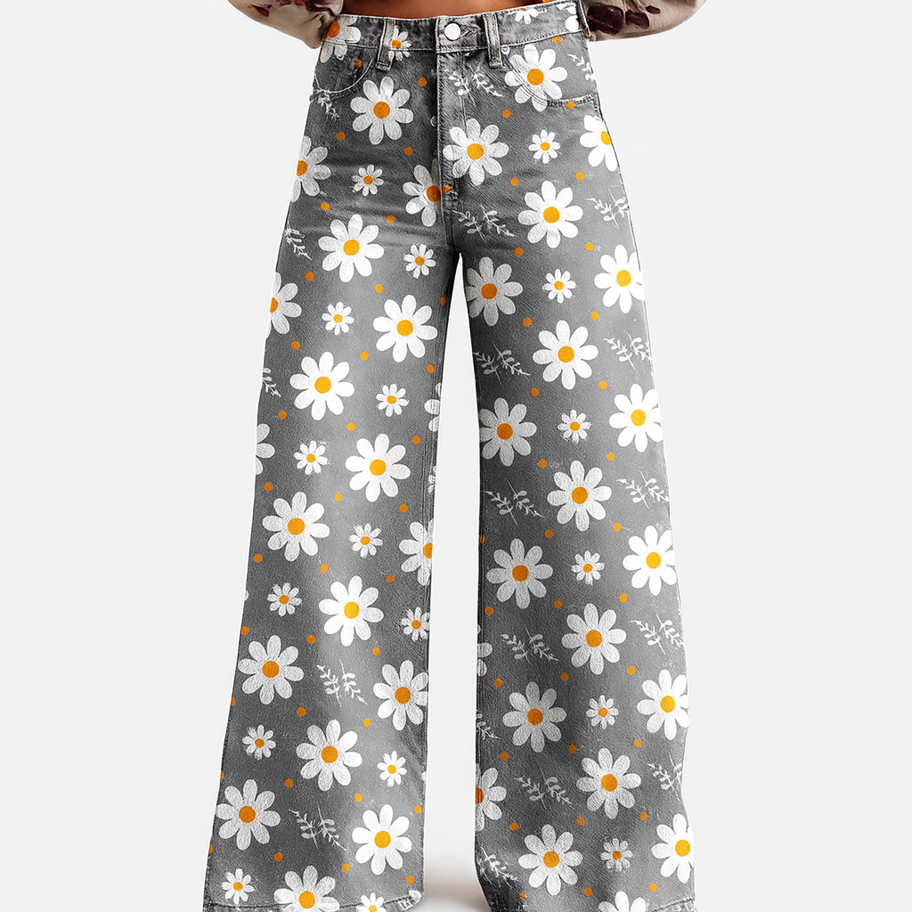 Beautiful Flower Print Wide Leg Pants - ModishWorld