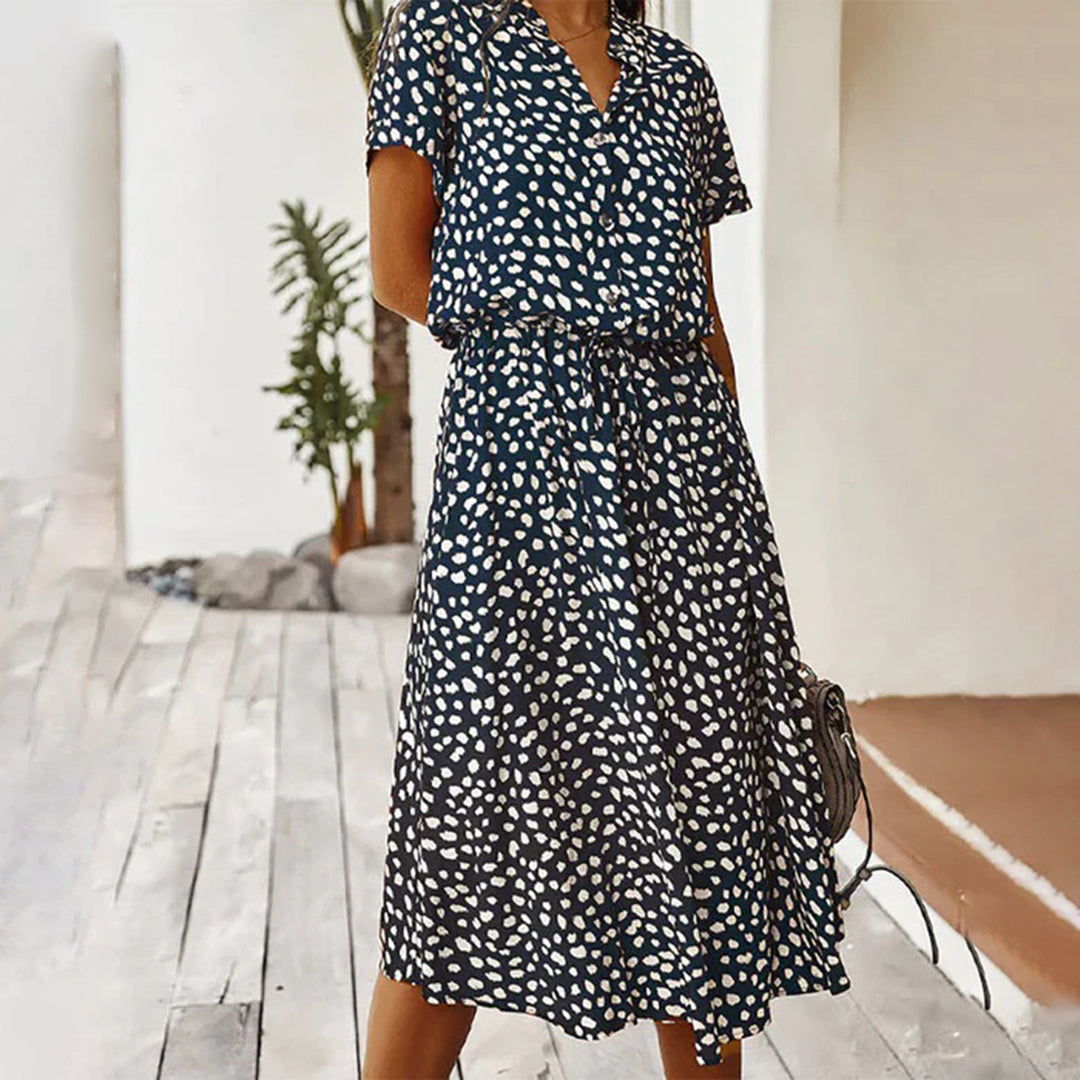 Stylish V Neck Printed Dress for Ladies