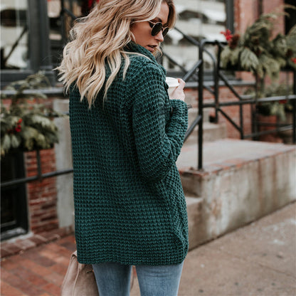 Soft Chunky Knit Cowl Neck Sweater - Asymmetrical Top