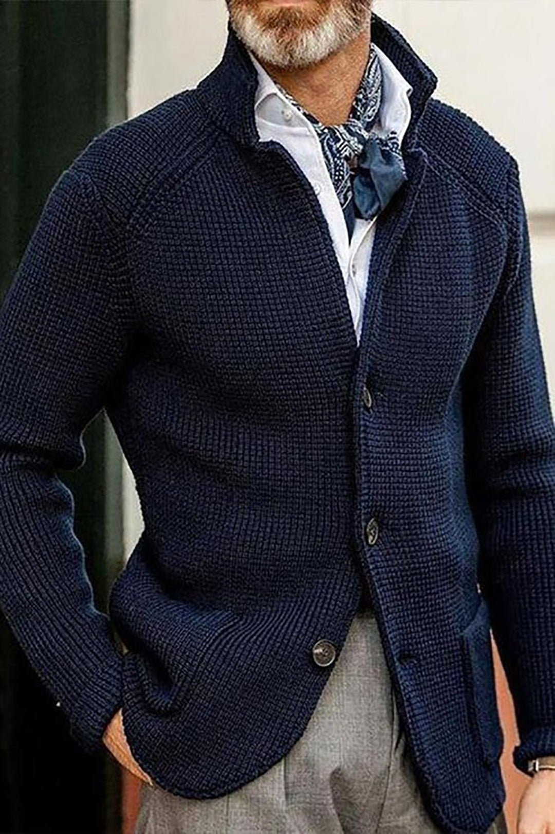 Classic Crew Neck Cardigan Sweater