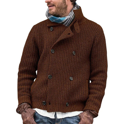 Classic Crew Neck Knit Cardigan - Warm Cozy Sweater - ModishWorld