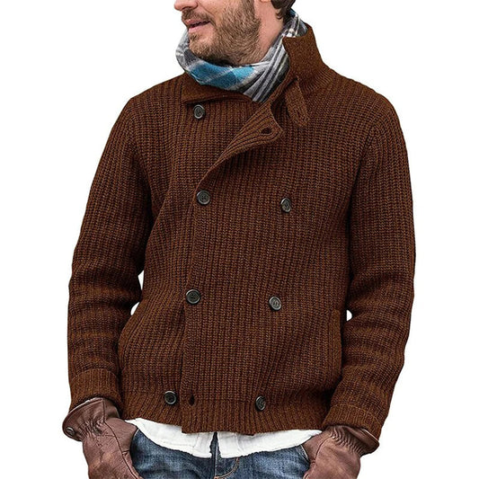 Classic Crew Neck Knit Cardigan - Warm Cozy Sweater - ModishWorld