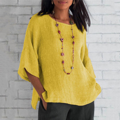 Relaxed Fit 3/4 Sleeve Women's Blouse