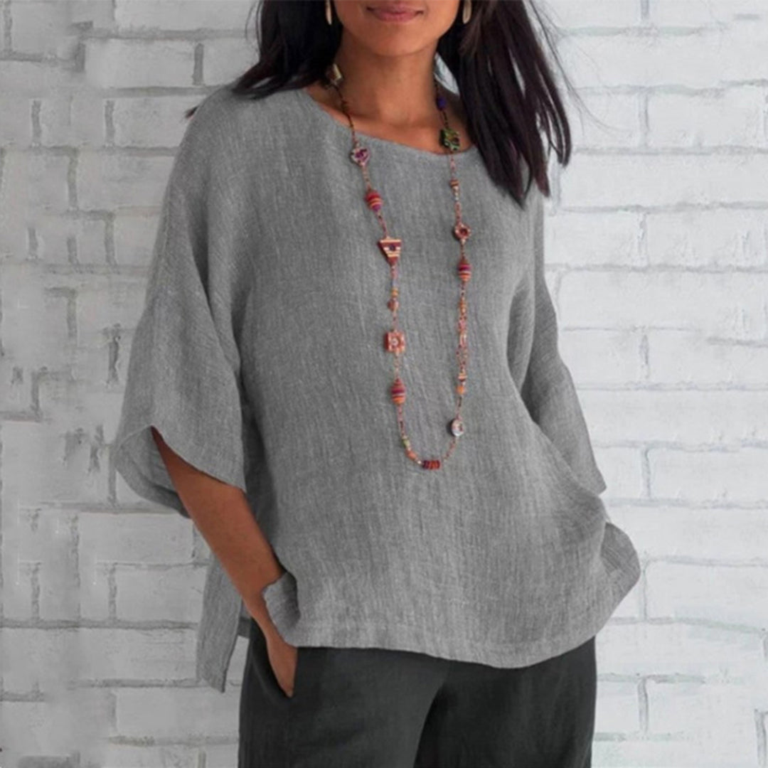 Relaxed Fit 3/4 Sleeve Women's Blouse
