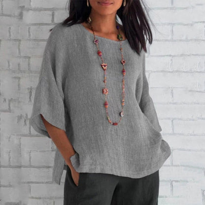Relaxed Fit 3/4 Sleeve Women's Blouse