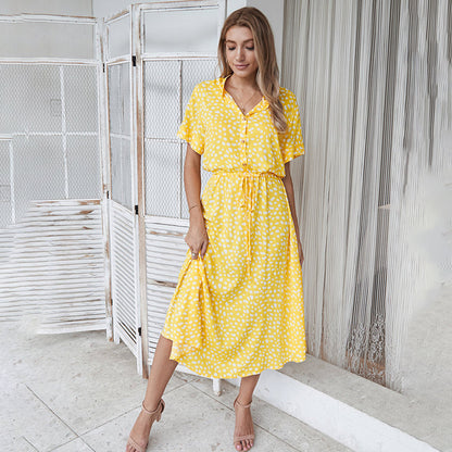 Stylish V Neck Printed Dress for Ladies