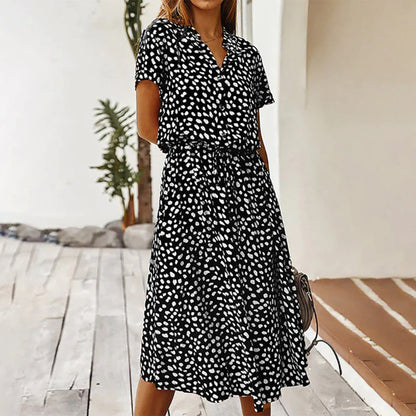 Stylish V Neck Printed Dress for Ladies