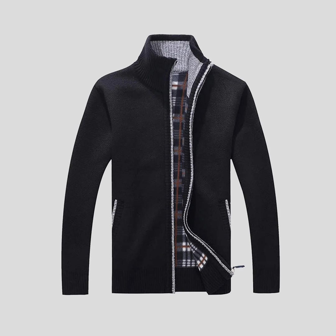 Cozy Mens Zip Up Knitted Sweater
